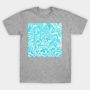 Turquoise and Peach Digital Paint Pour T-Shirt